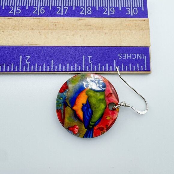 Vintage Handmade Wooden Bird Earrings 80s Cottagecore Nature Inspired Artisan - Picture 8 of 8